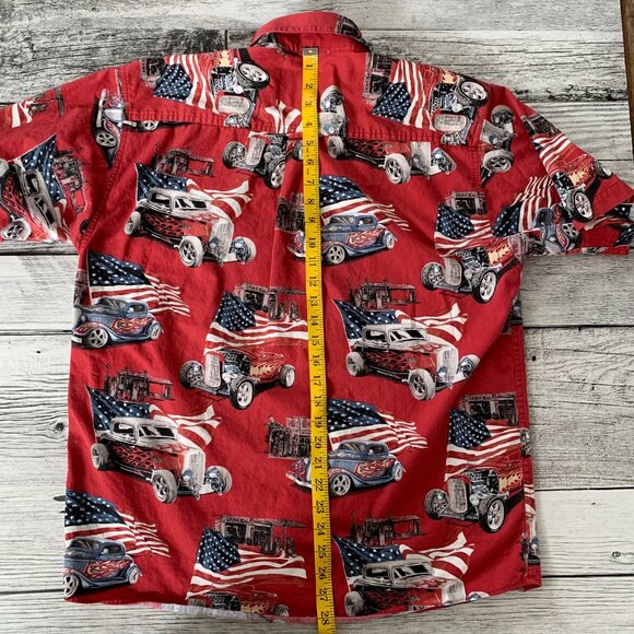 North River Hot Rod USA Stars & Stripes Short Sleeve Button Up Shirt - Picture 10 of 11